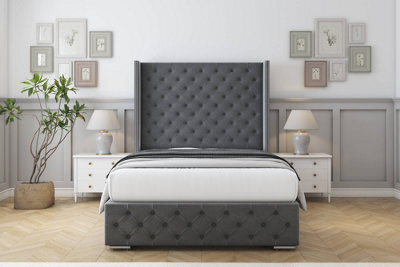 "Sloomy Arundel Armour Coniston Bed Frame With 50"" Upholstered Wingback Headboard 4'6 Double" - image 1