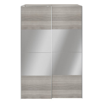 GoodHome Atomia Freestanding Grey Oak Effect Particle Board Mirrored Wardrobe (H)2250mm (W)1500mm (D)655mm - image 1