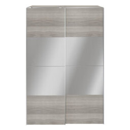 GoodHome Atomia Freestanding Grey Oak Effect Particle Board Mirrored Wardrobe (H)2250mm (W)1500mm (D)655mm - thumbnail 1