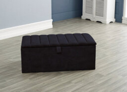 Urban Textures Plush Velvet Panelled Ottoman Storage Box - Black