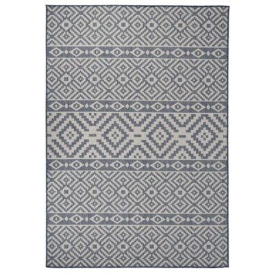 Berkfield Outdoor Flatweave Rug 160X230 Cm Blue Stripes