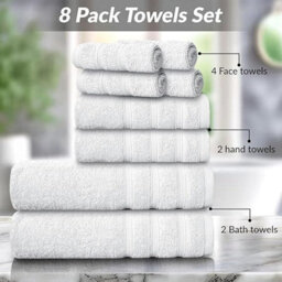 Casabella Luxury 100% Egyptian Cotton Towel Bale 8 Pieces 550 Gsm - thumbnail 4