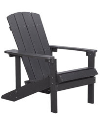 Beliani Verdant Living Garden Chair Dark Grey - Weather-Resistant Faux-Wood Outdoor Chair - thumbnail 3