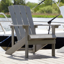Beliani Verdant Living Garden Chair Dark Grey - Weather-Resistant Faux-Wood Outdoor Chair - thumbnail 1