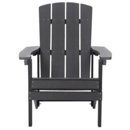 Beliani Verdant Living Garden Chair Dark Grey - Weather-Resistant Faux-Wood Outdoor Chair - thumbnail 2