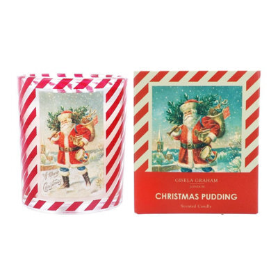 Gisela Graham Christmas Nostalgic Santa Christmas Pudding Scented Candle, 7.5 X 6 Cm