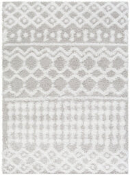 Livabliss Urban Shaggy-Geometric White Grey Soft Plush Pile Living Bedroom Rug 160 X 220 Cm Easy Care, Non Shedding - thumbnail 1