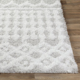 Livabliss Urban Shaggy-Geometric White Grey Soft Plush Pile Living Bedroom Rug 160 X 220 Cm Easy Care, Non Shedding - thumbnail 5