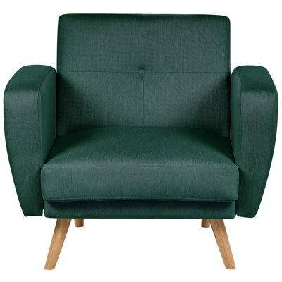 Wyld And Coco Everluxe Armchair Green Fabric With Rubberwood Legs Modern Minimalist - W89 X D85 X H82Cm - image 1