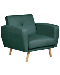 Wyld And Coco Everluxe Armchair Green Fabric With Rubberwood Legs Modern Minimalist - W89 X D85 X H82Cm - thumbnail 3