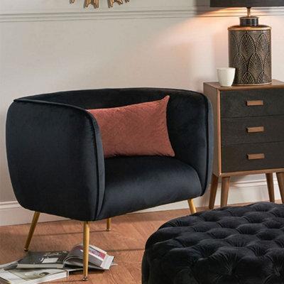 Pacific Lifestyle Lucca Black Velvet And Metal Modern Occasional Armchair - image 1
