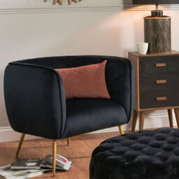 Pacific Lifestyle Lucca Black Velvet And Metal Modern Occasional Armchair - thumbnail 1