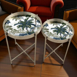 Minster 43/53Cm Round Marble-Effect Silver Top Tables (Set Of 2) - L36 X W36 X H45 Cm - thumbnail 2