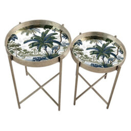 Minster 43/53Cm Round Marble-Effect Silver Top Tables (Set Of 2) - L36 X W36 X H45 Cm - thumbnail 1