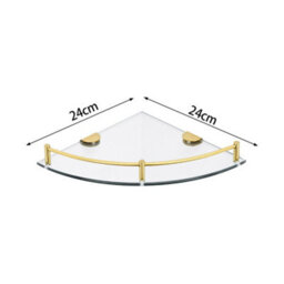 Living And Home 2 Pcs Golden Glass Corner Shelf For Shower Bathroom Wall Mounted 6mm Tempered Glass - thumbnail 7
