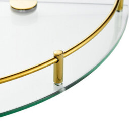 Living And Home 2 Pcs Golden Glass Corner Shelf For Shower Bathroom Wall Mounted 6mm Tempered Glass - thumbnail 5