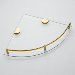 Living And Home 2 Pcs Golden Glass Corner Shelf For Shower Bathroom Wall Mounted 6mm Tempered Glass - thumbnail 3