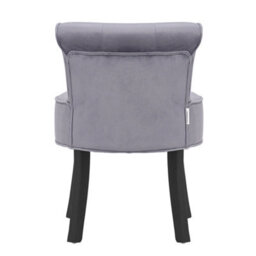 Living And Home Grey Velvet Upholstered Dressing Table Stool With Rubberwood Legs - thumbnail 4