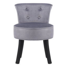 Living And Home Grey Velvet Upholstered Dressing Table Stool With Rubberwood Legs - thumbnail 2