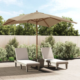 Walplus Garden Parasol With Wooden Pole Taupe 300X300X273 Cm