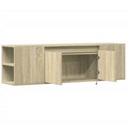 Berkfield Durable Tv Wall Cabinet With Led Lights Sonoma Oak 135X31X39.5 Cm - thumbnail 9