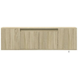 Berkfield Durable Tv Wall Cabinet With Led Lights Sonoma Oak 135X31X39.5 Cm - thumbnail 6