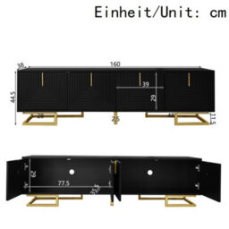 Btm Tv Cabinet With Textured Doors Golden Handles And Golden Legs Modern Tv Stand - thumbnail 5