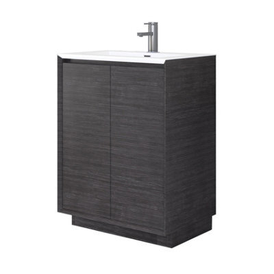 Plum&clay Matterhorn Dark Oak Floor Standing Bathroom Vanity Unit With White Basin (W)750mm (H)850mm - image 1