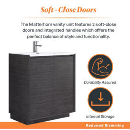 Plum&clay Matterhorn Dark Oak Floor Standing Bathroom Vanity Unit With White Basin (W)750mm (H)850mm - thumbnail 3