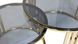 Q&p Furniture Luna Modern Nesting Coffee Table  2 Piece Set With Gold Chrome Legs & Tempered Glass Top - thumbnail 2