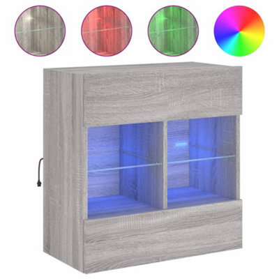 Berkfield Durable Tv Wall Cabinet With Led Lights Grey Sonoma 58.5X30X60.5 Cm - image 1
