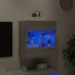 Berkfield Durable Tv Wall Cabinet With Led Lights Grey Sonoma 58.5X30X60.5 Cm - thumbnail 4