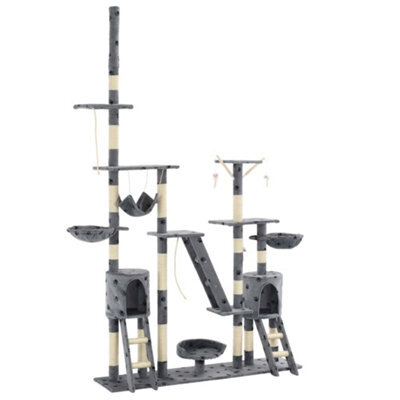 Walplus Cat Tree With Sisal Scratching Posts 230-250 Cm Paw Prints Grey - image 1