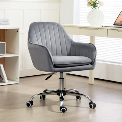 Grey Fabric Swivel Office Chair With Adjustable Height - image 1