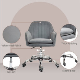 Grey Fabric Swivel Office Chair With Adjustable Height - thumbnail 3