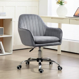 Grey Fabric Swivel Office Chair With Adjustable Height - thumbnail 1
