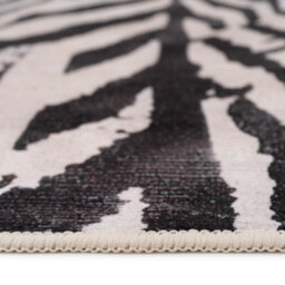 Loomed Zebra Print Cotton Chenille Rug Black White Machine Washable 240Cm X 330Cm - thumbnail 7