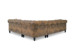 Chesterfield Corner Sofa With Wooden Feet In Faux Leather Suede Brown 3C2 Sofa - thumbnail 6