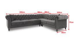 Chesterfield Corner Sofa With Wooden Feet In Faux Leather Suede Brown 3C2 Sofa - thumbnail 9