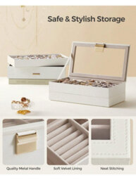Songmics Stackable Jewellery Trays, 4-Tier Jewellery Box,17 X 28 X 18.3 Cm, For Dressing Table, Gift Idea, Cloud White - thumbnail 7