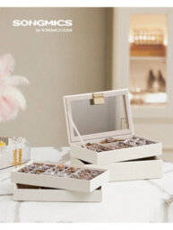 Songmics Stackable Jewellery Trays, 4-Tier Jewellery Box,17 X 28 X 18.3 Cm, For Dressing Table, Gift Idea, Cloud White - thumbnail 3