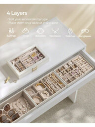 Songmics Stackable Jewellery Trays, 4-Tier Jewellery Box,17 X 28 X 18.3 Cm, For Dressing Table, Gift Idea, Cloud White - thumbnail 4