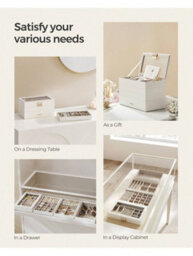Songmics Stackable Jewellery Trays, 4-Tier Jewellery Box,17 X 28 X 18.3 Cm, For Dressing Table, Gift Idea, Cloud White - thumbnail 8