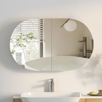 Keepreaper Sleek Bathroom Mirror Cabinet With 2 Butterfly Doors And 5 Storage Compartments Bathroom Cabinet - image 1