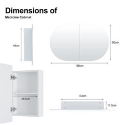 Keepreaper Sleek Bathroom Mirror Cabinet With 2 Butterfly Doors And 5 Storage Compartments Bathroom Cabinet - thumbnail 8