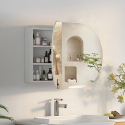 Keepreaper Sleek Bathroom Mirror Cabinet With 2 Butterfly Doors And 5 Storage Compartments Bathroom Cabinet - thumbnail 2