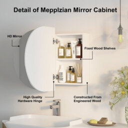 Keepreaper Sleek Bathroom Mirror Cabinet With 2 Butterfly Doors And 5 Storage Compartments Bathroom Cabinet - thumbnail 3