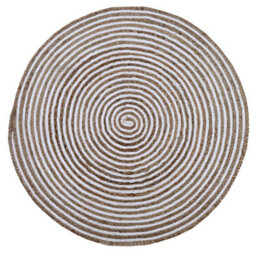 Second Nature Online Chakkar Pale Stripe Round Jute Beige Hall Rug / 150 Cm Diameter - thumbnail 1