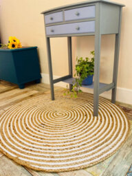 Second Nature Online Chakkar Pale Stripe Round Jute Beige Hall Rug / 150 Cm Diameter - thumbnail 7