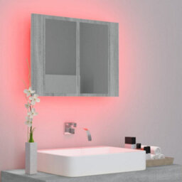 Berkfield Led Mirror Cabinet Grey Sonoma 60X12X45 Cm Engineered Wood - thumbnail 4